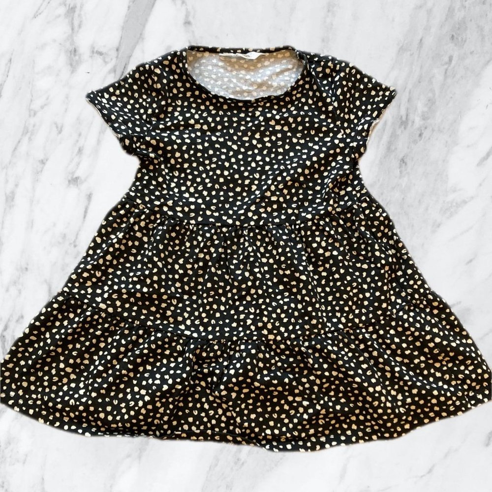 Girls Black Leopard Print Dress